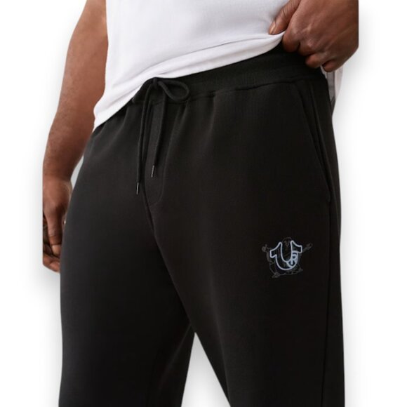 True Religion 2 PC Men's Sweatsuit Denim Logo Hoodie Joggers Tracksuit Set NWT - Picture 7 of 12